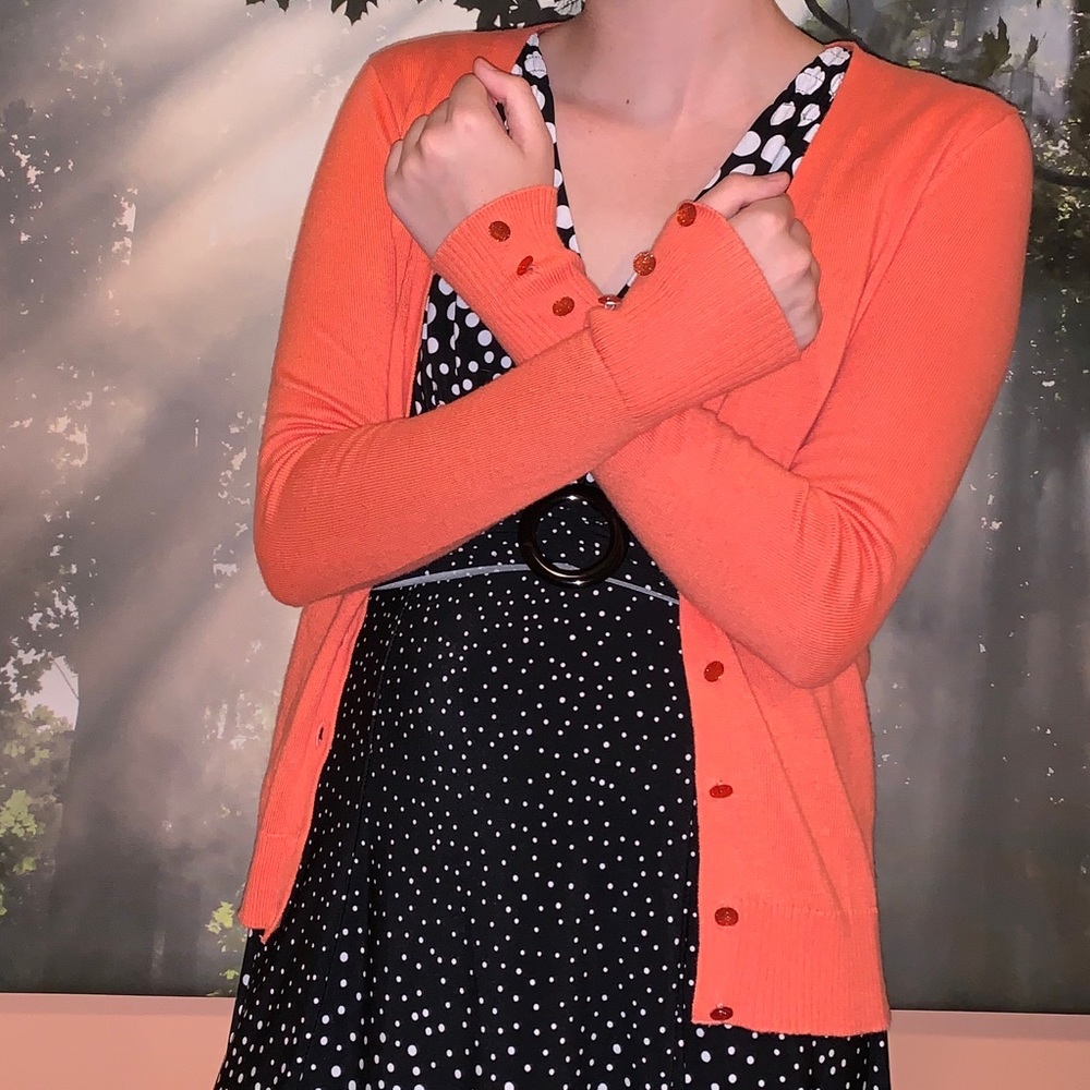 Orange Cardigan with Glittery Buttons